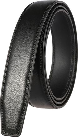 Generic Belt Men Automatic Adjustable Leather Belts Without Buckle Buckle Shorts Men (Black, One Size)
