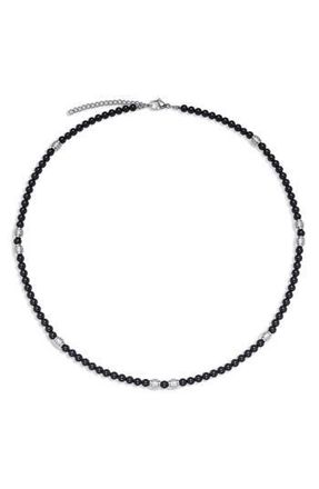 Eye Candy Los Angeles Mens Silas Agate Beaded Necklace in Black at Nordstrom Rack