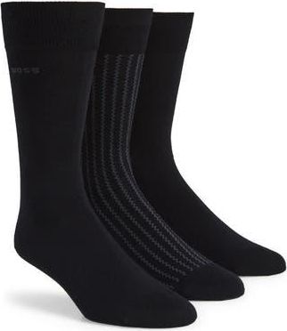 BOSS 3-Pack Cotton Blend Dress Socks in Black at Nordstrom Rack, Size 7-13
