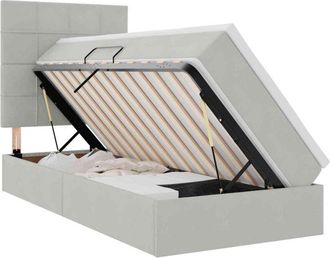 vidaXL Storage Bed with Mattress Light Grey 100 x 200 cm Velvet vidaXL