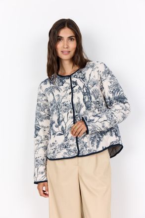 Soyaconcept Kurzjacke SOYACONCEPT SC-CARLI 3, Damen, Gr. XXL, navy combi, Web, Obermaterial: 100% Viskose, gemustert, h&uuml;ftlang, Rundhals, Jacken Kurzjacke