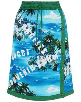 Gucci Hawaiian Printed Knee-Length Skirt