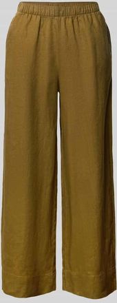 Mango Leinenhose mit elastischem Bund Modell LISTELA in Khaki, Gr&ouml;&szlig;e 34