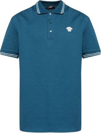 Versace Silk-Nylon Blend Polo Shirt with Contrasting Details