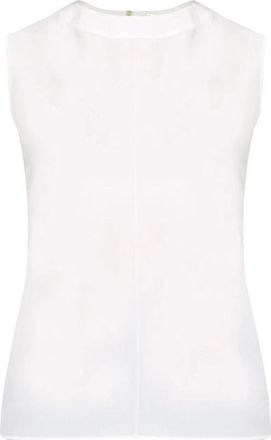 Saint Laurent Sleeveless High Neck Top - Dames - Tops zonder mouwen - Wit - M - Leer - Tops