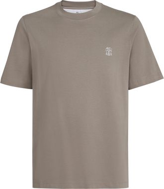 Brunello Cucinelli Jersey T-shirt with logo in Khaki at Nordstrom, Size Xxx-Large Eu