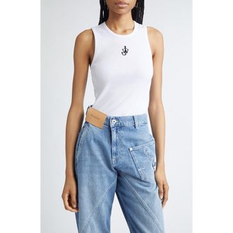 J.W.Anderson Anchor Logo Embroidered Tank in White at Nordstrom, Size Xx-Large