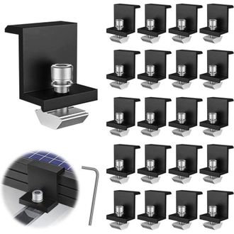 OEM 20 Piezas Soporte Placas Solares, 30 Mm Soporte De Panel Solar Z, Con Llave Hexagonal, Para Techos, Barcos, Kit Placas Solares Negro