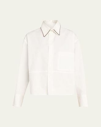 Plan C Detachable Double Collar Button-Down Shirt