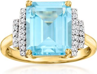 Ross-Simons Sky Blue Topaz Ring With. Diamonds in 14kt Yellow Gold