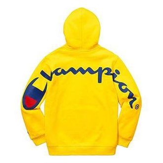 SUPREME SS18 x Champion Hooded Sweatshirt Yellow Logo SUP-SS18-528