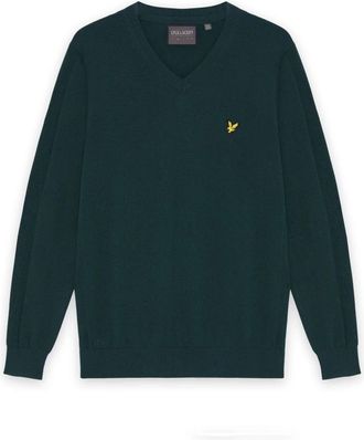 Lyle & Scott Golf 1874 V Neck Pullover - Heren - V-hals truien - Blauw - M - Wol - Truien & Vesten