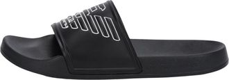 Emporio Armani Schoenen, Heren, Zwart, 45 EU, PVC Slippers met Oversized Eagle