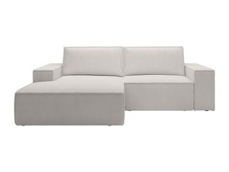 VENTE-UNIQUE.COM Sof&aacute; rinconera terciopelo 3 plazas beige 240x167cm