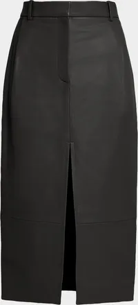 Khaite Anden Leather Midi Skirt