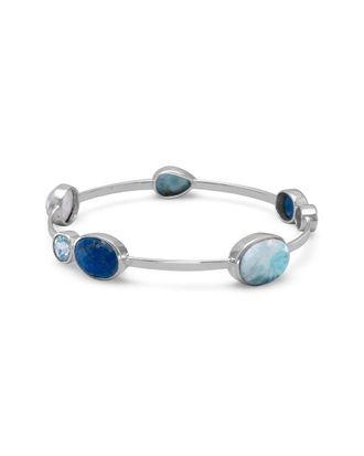 Liv Oliver Silver 58.00 Ct. Tw. Gemstone Bangle