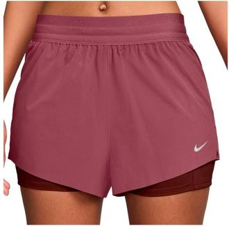 Nike Swift Dri-Fit Mid-Rise 2-In-1 Shorts Laufshorts f&uuml;r Damen | rosa