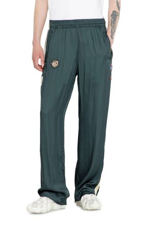 Diesel Satin track pants with patches - Pants - Man - Green