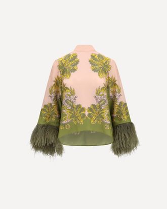 La DoubleJ Top in seta con piume di struzzo Woman 42