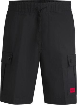 HUGO BOSS Structured-cotton shorts with red logo label