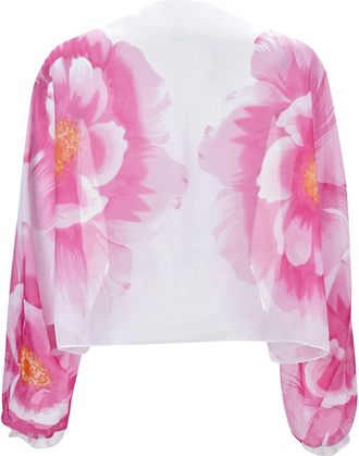 Generic Shawl Wraps for Women Floral Print Sun Sleeve Arm Cover Thin Long Sleeve Ice Silk Chiffon Cardigan for Outdoor Activities Womens Floral Print Sun Slee