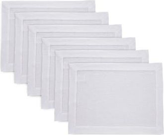 Solino Home Linen Placemats Set of 4, 14 x 19 Inch for Dining Table, Holiday and Everyday Table Decor - Sonoma Hemstitch in White at Nordstrom, Size