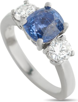 Luxury Bazaar Platinum 1.0ct Diamond and Sapphire Ring MF26-051826