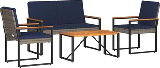 vidaXL Juego De Muebles De Exterior 4 Uds. Gris Y Azul Marino Vidaxl