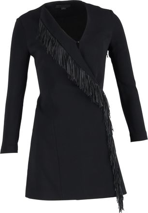 Alexander Wang Alexander Wang mini-jurk met franjes en wikkeldetail in zwarte viscose