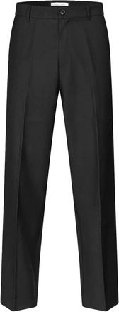 Sams&oslash;e & Sams&oslash;e Zwarte Gerecyclede Polyester Wollen Broek - Heren - Straight fit broeken - Zwart - XS - Wol - Broeken