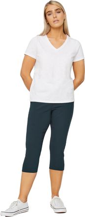 M&Co Womens Navy Blue Cropped Bengaline Trousers - Womens