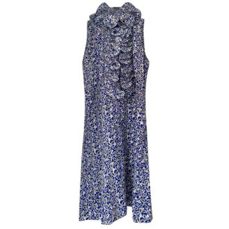 Marni Blue & White Print Ruffled Dress Size S