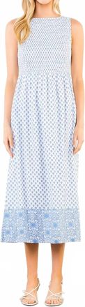 THML Clothing Sleeveless Floral Pattern Midi Dress In Blue