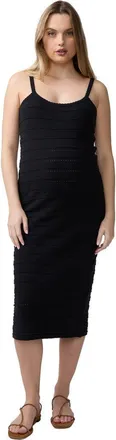 Ingrid & Isabel Pointelle Knit Maternity Midi Slip Dress in Black at Nordstrom, Size Medium