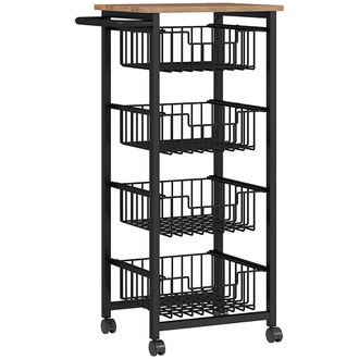 HOMCOM Carrito de cocina 49.5x31x91 cm roble