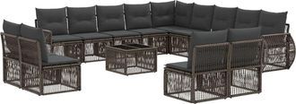 vidaXL Conjunto De Sof&aacute;s De Jard&iacute;n 14 Uds. Gris Y Gris Oscuro Vidaxl