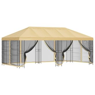vidaXL Gazebo Con Paredes Laterales 6 X 3 M Crema Poli&eacute;ster Y Acero Vidaxl