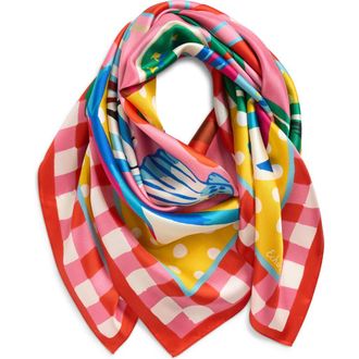 Echo Beach Picnic Silk Square Scarf in Beach Pink at Nordstrom