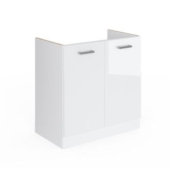 Vicco Mueble Bajo Para El Fregadero R-line, Blanco Alto Brillo, 80 Cm Con Puertas, Sin Encimera Vicco