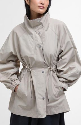 Barbour Suri Showerproof Jacket in Light Sand/safari Dress Tartan at Nordstrom, Size 12