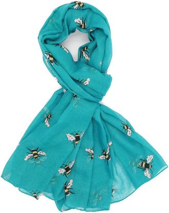 GlamLondon Bee Scarf Bumble Bees Pattern Ladies Design Printed Scarves (Light Green)