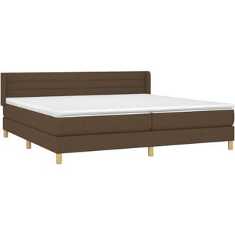 vidaXL Vidaxl - Cama Box Spring Con Colch&oacute;n Tela Marr&oacute;n Oscuro 200x200 Cm