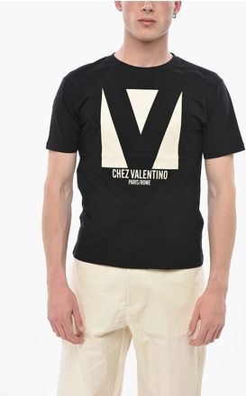 Valentino Crew-Neck Cotton Jersey T-Shirt with Contrast Print size S
