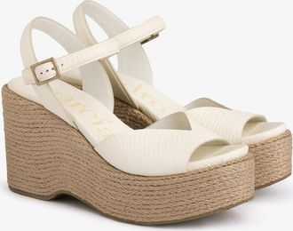 Pedro Garcia Wedge in white leather whit jute wedge| Doina | Spring Summer 26 | PEDRO GARCIA