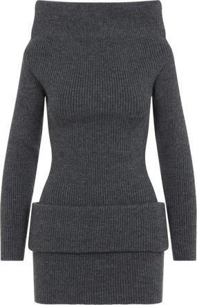 Jean Paul Gaultier Abito corto con dettagli in pelle - - Dresses - Donna - Grigio - M