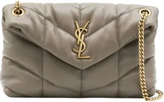 Saint Laurent Tassen, Dames, Grijs, ONE Size, Leer, Puffer Small