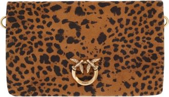 Pinko Schoudertas met luipaardprint en vogeldetail - Dames - Schoudertassen - Veelkleurig - ONE Size - Leer - Tassen