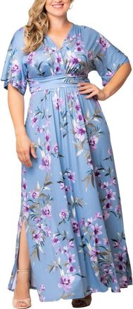 Kiyonna Vienna Maxi Dress in Dreamy Blue Florals at Nordstrom, Size 2X