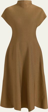 Khaite Lyra Mock-Neck Cap-Sleeve Midi Dress