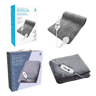 Pursonic Cozy Comfort Bundle - Electric Heated Microplush Blanket and Heating Pad Set